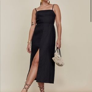 Reformation - Nia Linen Dress - Black Linen